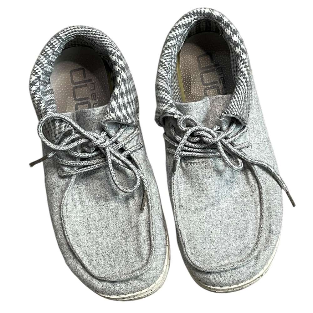 Hey Dude Britt Grey Houndstooth Shoes size 7 boxFH